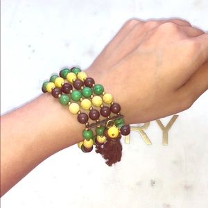 Green and Brown Stone Bead Bracelet